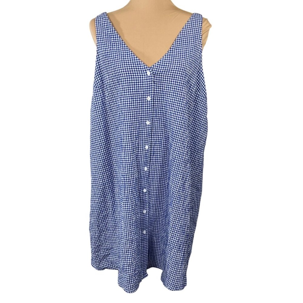 New Popsugar Shift Dress Blue White Gingham Size L Large Sleeveless